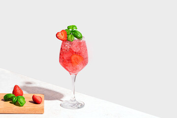 Fresh strawberry and basil summer cocktail