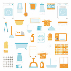 A seamless vector pattern of vintage kitchen icons and cooking utensils