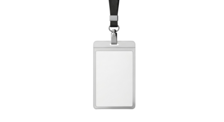 Hanging identification card against black background