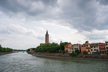 Adige river in Verona, Italy.