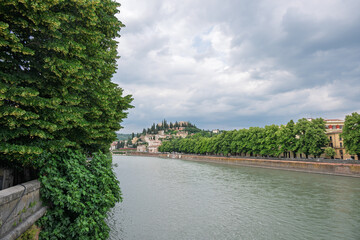 Adige river in Verona, Italy.