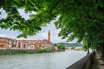 Adige river in Verona, Italy.