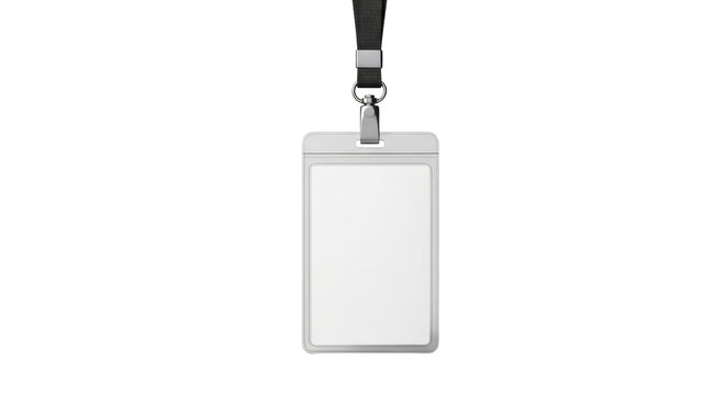 Hanging identification card against black background