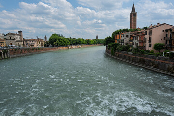 Adige river in Verona, Italy.