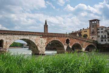 Adige river in Verona, Italy.