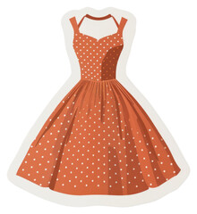 PNG Vintage polka dot dress illustration