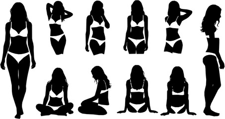 woman in underwear. flat vector silhouette
