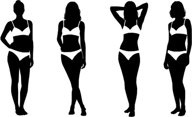 woman in underwear. flat vector silhouette
