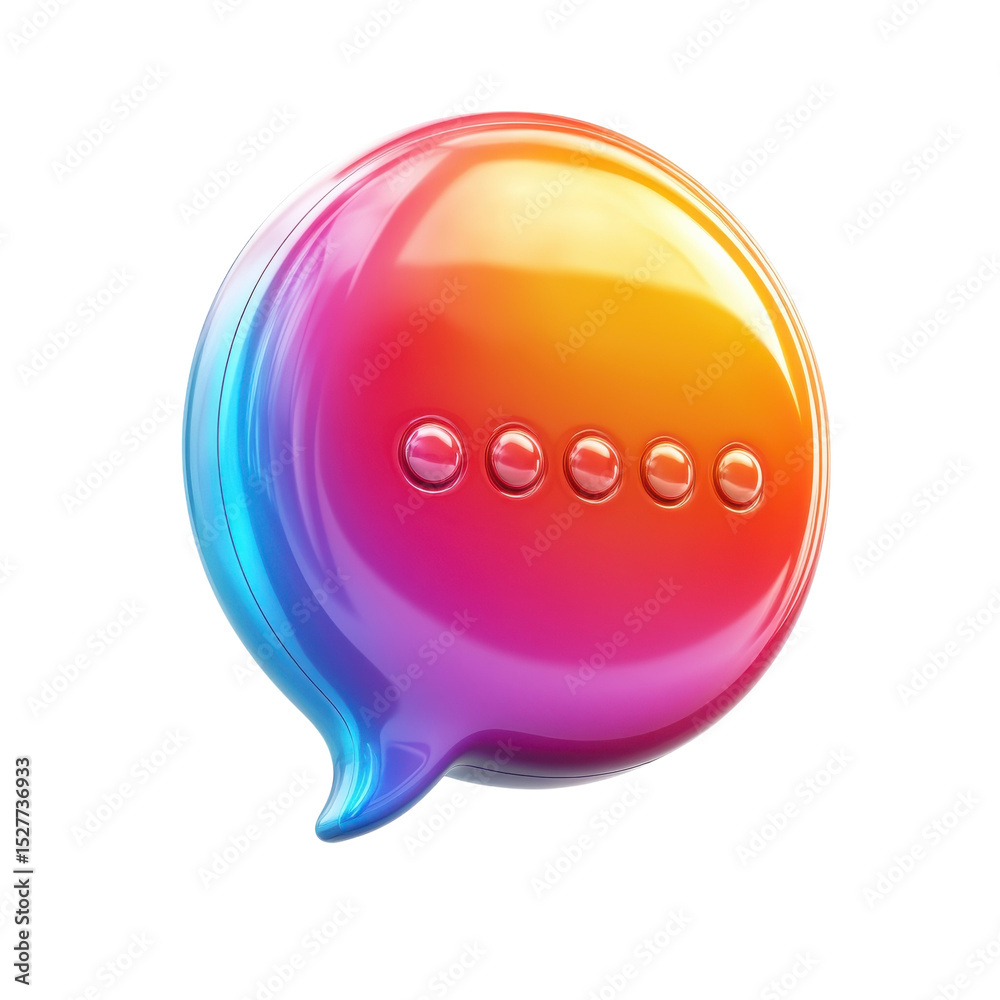Aufkleber Glossy Chat Bubble Icon with Loading Indicator Multicolor Messaging on transparent background