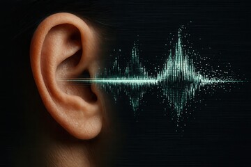 Understanding voice deepfake technology showcasing ear receiving audio signal visual representation
