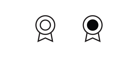 Approved or certified medal icon in a flat design. Rosette icon. Award vector, sign, symbol, logo, illustration, editable stroke, flat design style isolated on white linear