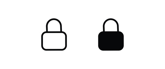 Padlock icon template. Lock icon Silhouette padlock for applications, sites. Private access, restricted access. Security symbol vector sign isolated on white