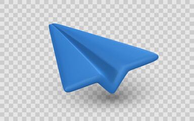 Blue Paper Plane Icon on Transparent Background, Perfect for Communication, Message, or Send Button UI Design. Clean and Minimal Vector Illustration