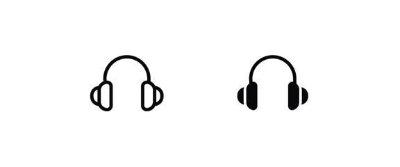 headphone icon, button, vector, sign, symbol, logo, illustration, editable stroke and flat design style isolated on white linear pictogram
