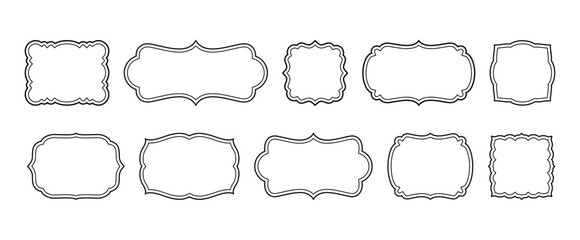 Black Curvy Frame Cliparts Two Outline Set