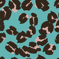 Leopard spots seamless pattern design. Vector blue background, wallpaper, wrapping paper, fabric, print