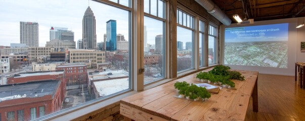 Innovative business meeting space overlooking atlanta skyline modern design urban environment professional viewpoint