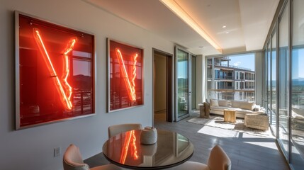 Modern interior design showcase luxury apartment digital art urban setting bright daylight contemporary aesthetic