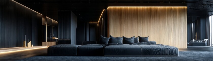 Contemporary living room design urban apartment interior photography modern aesthetic wide angle minimalist style