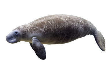 Large gray sea lion is swimming in the ocean