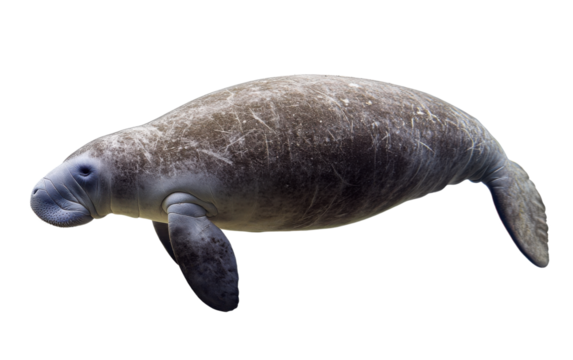 Large gray sea lion is swimming in the ocean