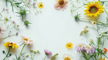 Flower frame for adding text Created with Generative AI technology
