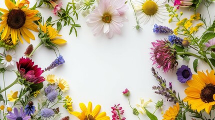 Flower frame for adding text Created with Generative AI technology