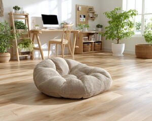 Cozy relaxation space home office interior design bright environment wide angle comfort concept