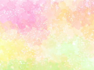 春の桜イメージのテクスチャー背景素材。桜と色々な花の咲いた公園のあたたかい陽射しのぼんやりしたイメージ。キラキラした光の粒子。