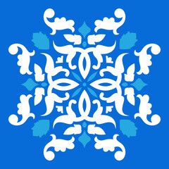 Georgian Blue Ornamental Tile, Vector Art Deco