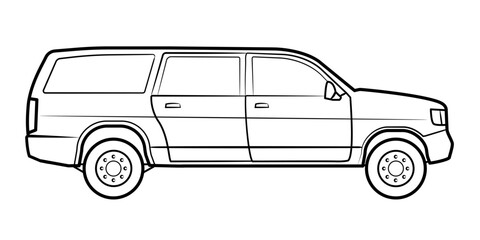 Modern SUV side view outline – stock vector illustration