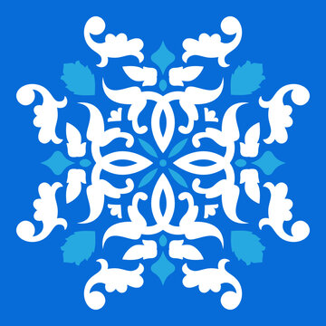 Georgian Blue Ornamental Tile, Vector Art Deco