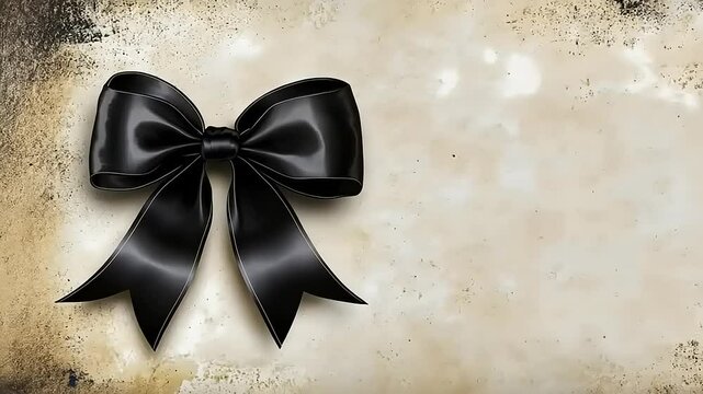 Elegant Black Ribbon on Textured Background for Memorial and Remembrance
