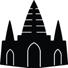 African Style Mosque with Earthen Architecture vector silhouette illustration