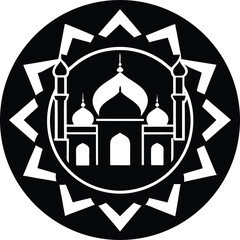 Abstract Mosque in Circular Mandala Style vector silhouette illustration