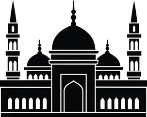 Al Masjid An Nabawi in Medina Flat  vector silhouette illustration