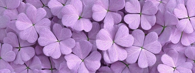 Obraz premium A vibrant display of purple clovers, showcasing their unique heart-shaped leaves and delicate structure, creating a visually pleasing pattern.