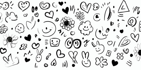 Abstract black and white doodle pattern