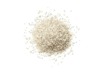 Pile of rice grain isolated on white background 