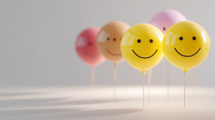 Emoji balloons for goal completion, focused lighting