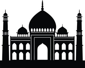 Jama Masjid Delhi in Warm Tones vector silhouette illustration