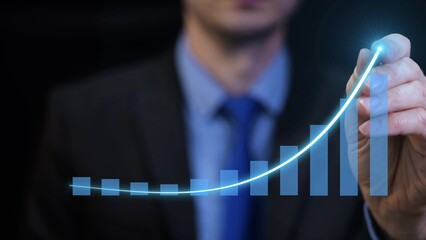 Rising chart, motion graphics animation, stock prices increasing over time