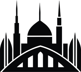 Modern Mosque in UAE Skyline vector silhouette illustration