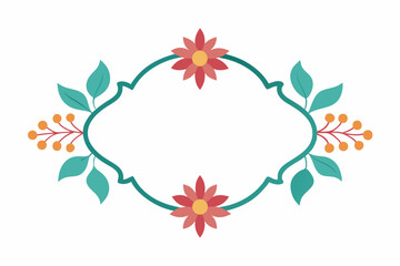 Abstract vector illustration of an autumn floral frame with maple leaves, a vibrant design pattern for seasonal decoration or card art