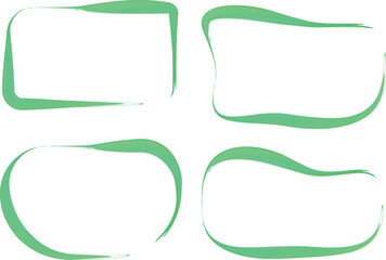 green painted curve geometrical frames shapes