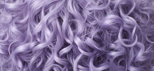 A close-up view of vibrant purple curly hair, showcasing its soft texture and playful movement.