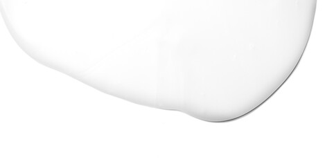 White shampoo gel isolated on white background, border design. Liquid gel flowing, shower fluid gel border, isolated on white background, dripping shampoo texture on white, body care cosmetic
