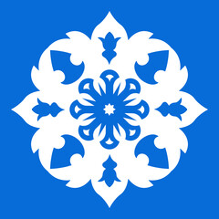 Portuguese Blue Ornamental Tile, Vector Art Deco