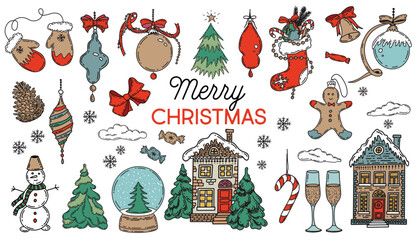 Christmas symbol on white. Hand drawn illustration.	
