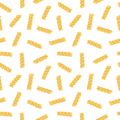 Seamless pattern with fusilli pasta. Minimal italian mediterranean food background. Macaroni pasta illustration. Fabric textile print. Surface cover design.
